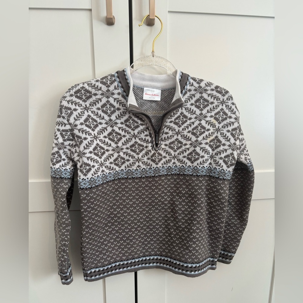Hanna Andersson Brown Nordic Winter Patterned Zip-Up Sweater Size 120 Kids